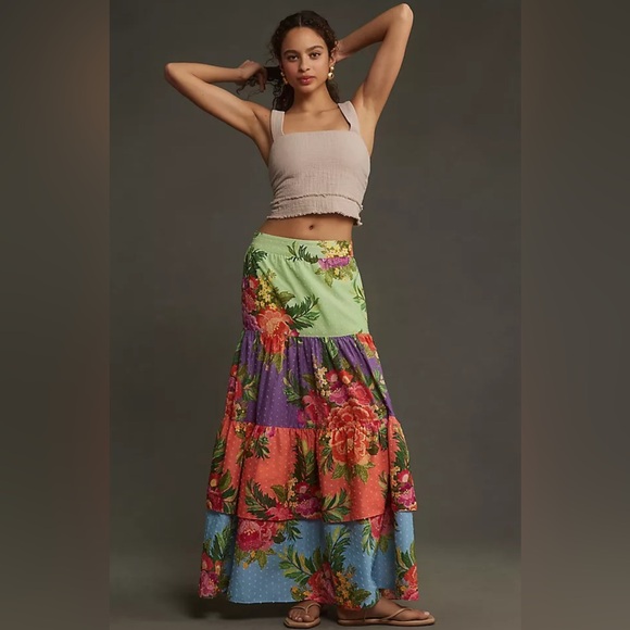 Farm Rio x Anthropologie Tiered Floral Maxi Skirt - Picture 1 of 15